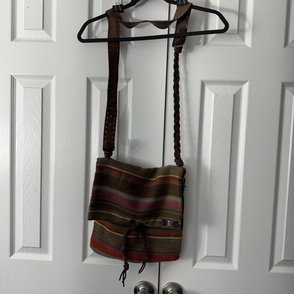 Merci Handmade Vintage Medium Woven Crossbody Satchel Leather Strap Boho